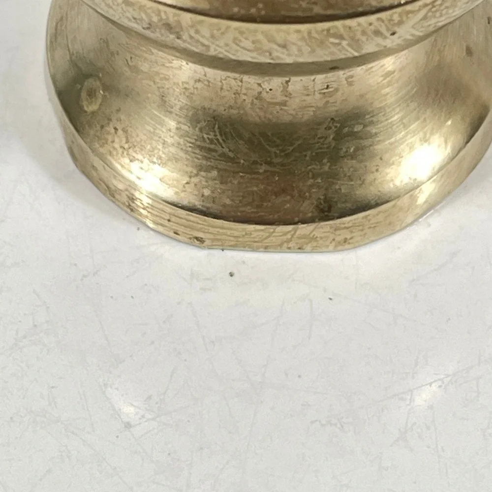 Vintage Solid Brass‎ Bud Vase Flared Rim Pedestal Base Gold Tone 5.5 Inch